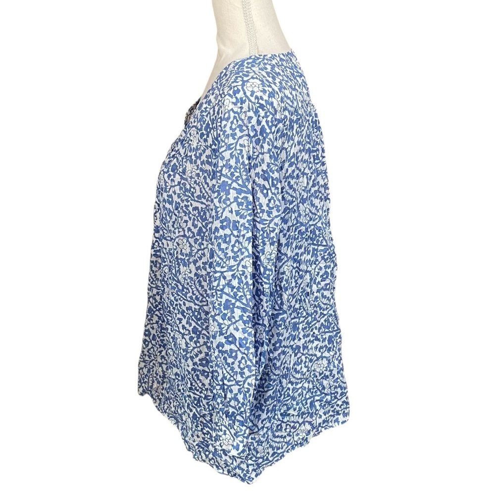 Maison 123 Loana Floral Metallic Blouse French 46 US XL Blue White - Picture 11 of 16